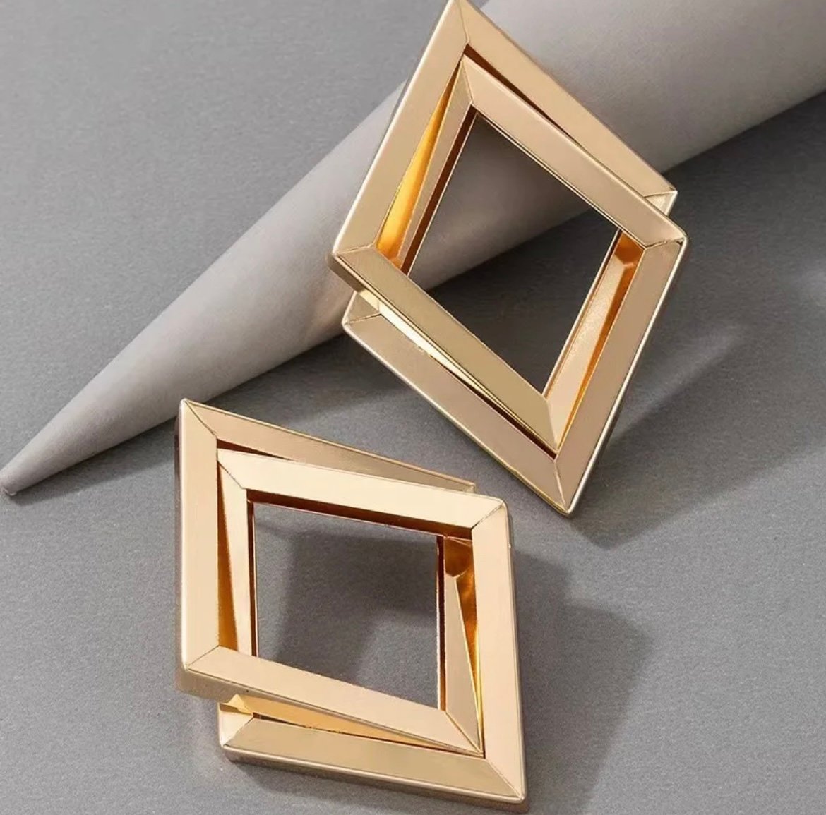 Golden Quadrilateral Stud Earring